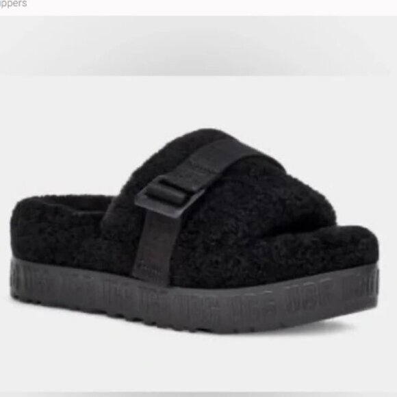 UGG Fluffita Black Sandals - Women's sz 9 - Picture 1 of 6